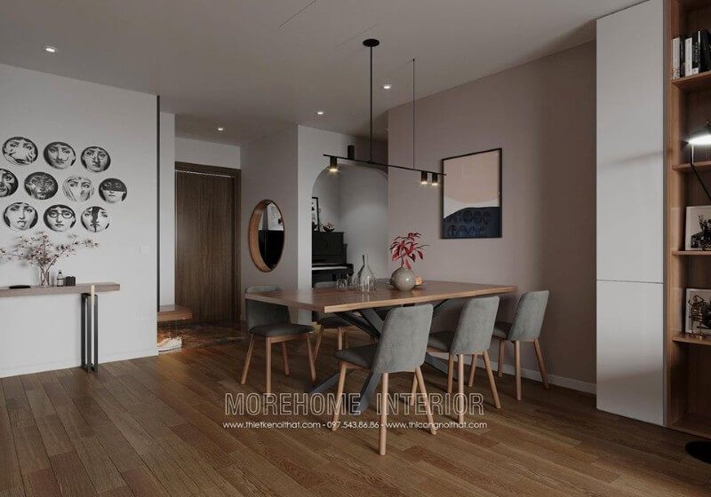 Bàn ăn gỗ công nghiệp đơn giản nhưng sang trọng