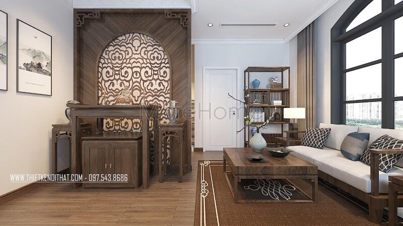 Bộ bàn ghế gỗ tự nhiên cao cấp cho phòng thờ theo phong cách Á Đông đơn giản và nổi bật