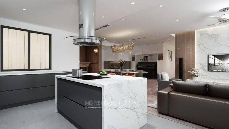 Mẫu tủ bếp đẹp giá rẻ được hoàn thiện bởi Morehome. Hãy liên hệ ngay với Morehome theo hotline: 097 543 86 để sở hữu ngay sản phẩm ấn tượng này nhé