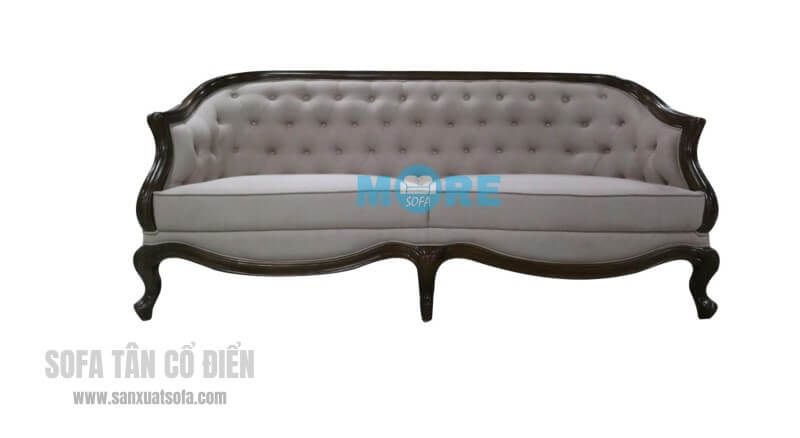 Sofa văng tân cổ điển MS-008 gỗ tự nhiên Óc chó, bọc nỉ nhập khẩu cao cấp cho chung cư, biệt thự đơn giản