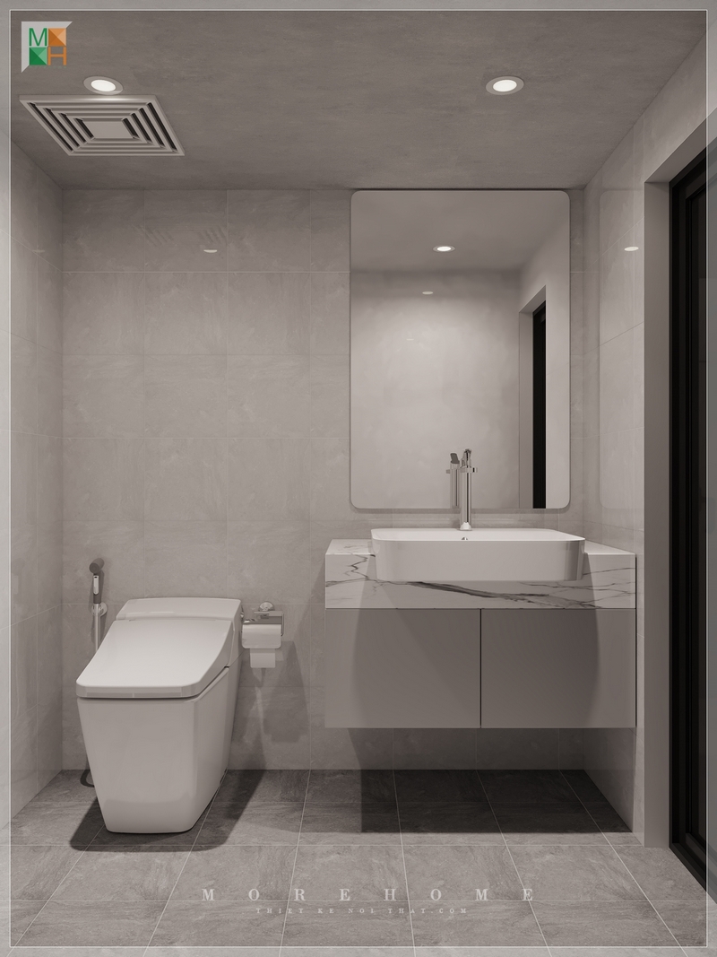 Kệ tủ lavabo treo tường gỗ công nghiệp mặt đá tiện lợi cho sắp xếp đồ dùng trong phòng tắm gọn gàng, ngăn nấp, dễ dàng tìm kiếm khi cần.