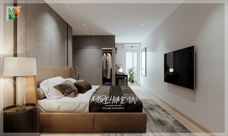 Diện tích không quá rộng của phòng ngủ chung cư được trang trí các nội thất phù hợp để phục vụ tốt cho các hoạt động hàng ngày của gia chủ.