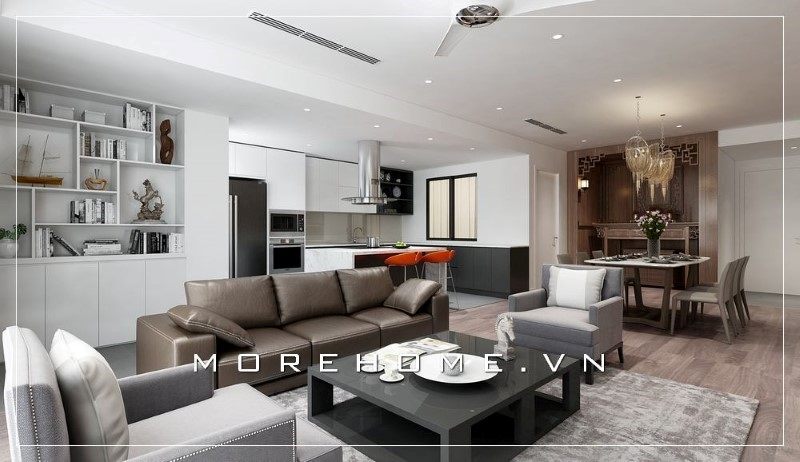 Morehome luôn là sự lựa chọn ưu tiên hàng đầu của mọi khách hàng với những mẫu thiết kế phòng khách chung cư hiện đại có sự hài hòa trong màu sắc và cách bố trí nội thất phù hợp.